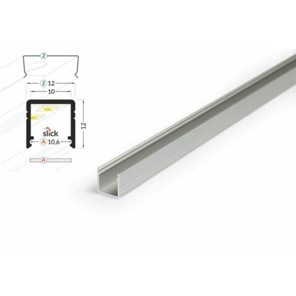 2 meter led alu profil aufputz 10mm serie eco natureloxiert silber