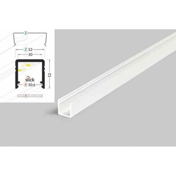 2 meter led alu profil aufputz 10mm serie eco weiss lackiert