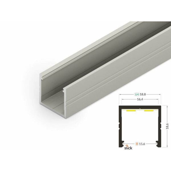 2 meter led alu profil aufputz 16mm serie eco eloxiert silber