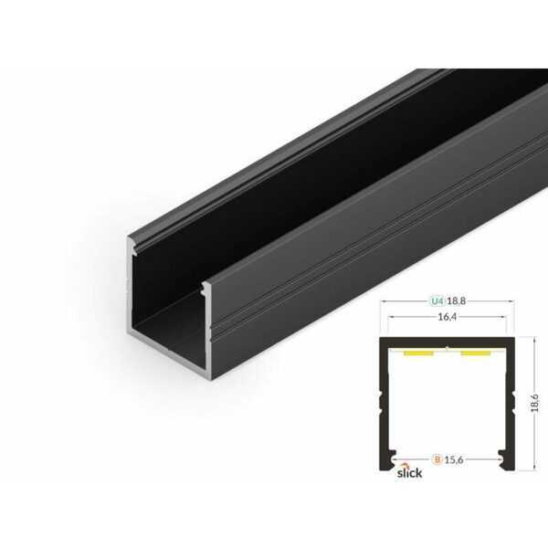 2 meter led alu profil aufputz 16mm serie eco schwarz