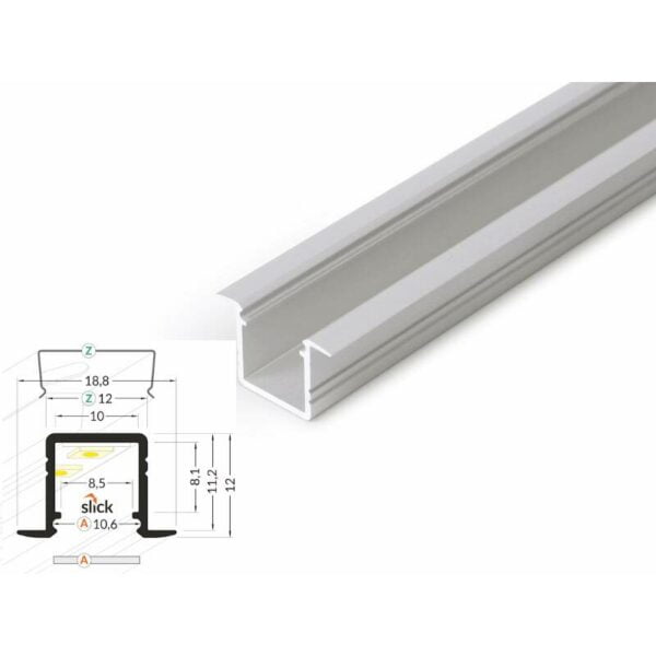 2 meter led alu profil einbau 10mm serie eco silber