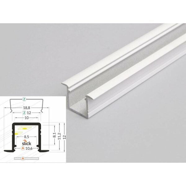 2 meter led alu profil einbau 10mm serie eco weiss lackiert