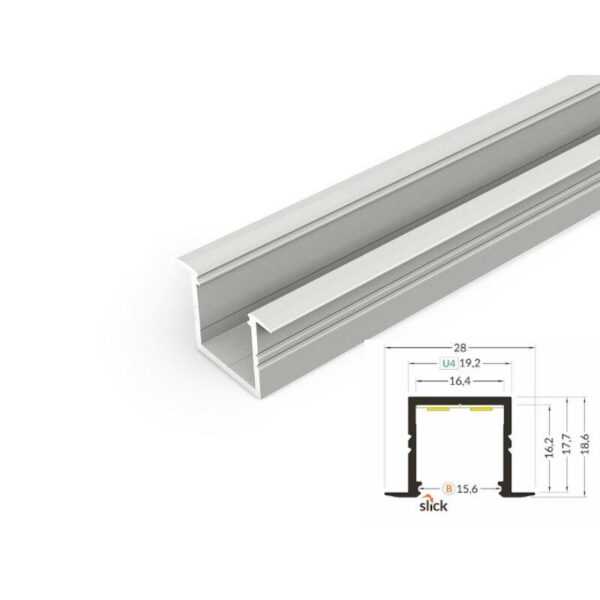 2 meter led alu profil einbau 16mm serie eco eloxiert silber