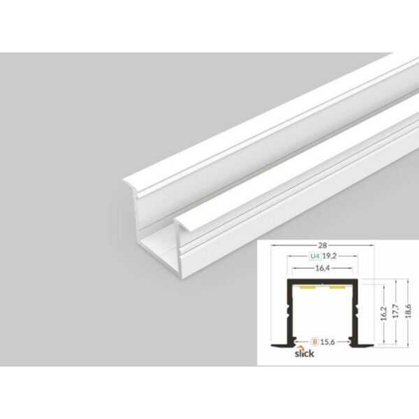 2 meter led alu profil einbau 16mm serie eco weiss lackiert