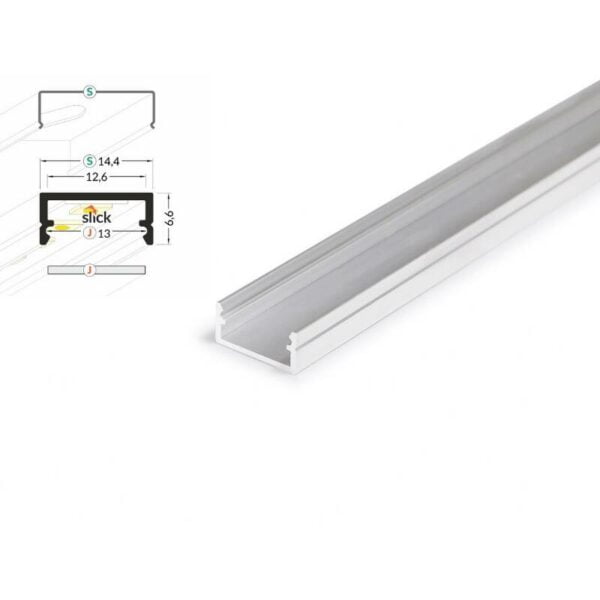 2 meter led aluleiste aufputz flach rohaluminium 12mm serie eco