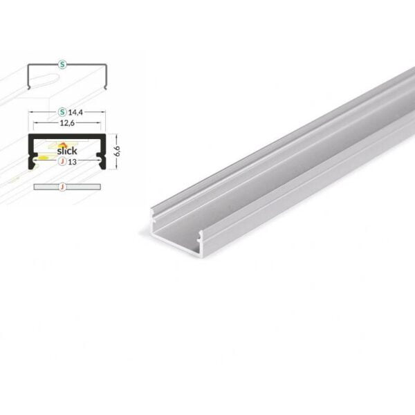 2 meter led aluleiste aufputz flach silber 12mm serie eco