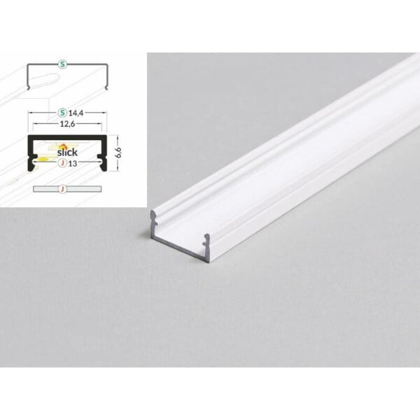 2 meter led aluleiste aufputz flach weiss 12mm serie eco