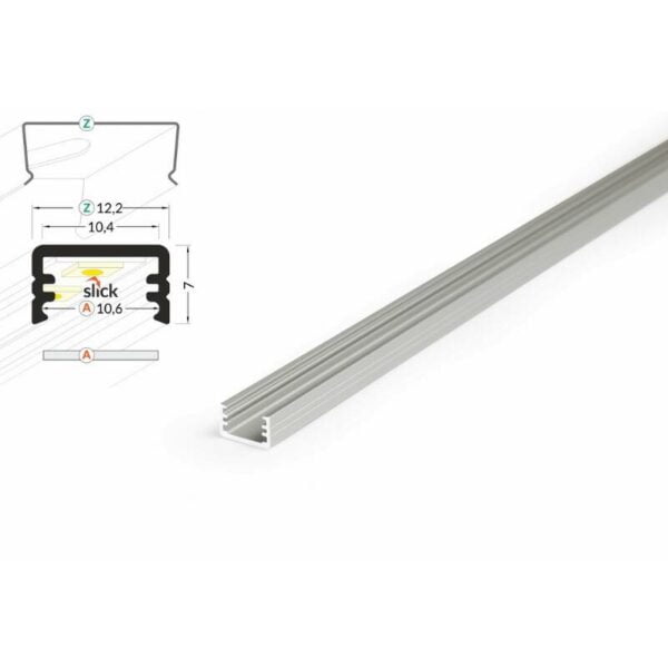 2 meter led aluleiste aufputz mini 8mm serie eco natureloxiert silber