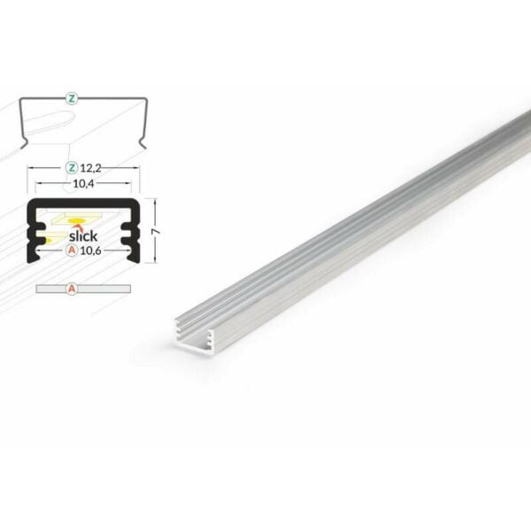 2 meter led aluleiste aufputz mini 8mm serie eco rohaluminium