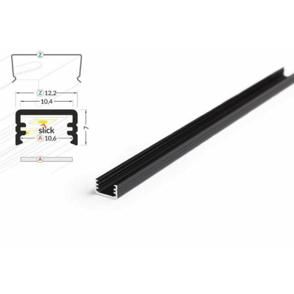 2 meter led aluleiste aufputz mini 8mm serie eco schwarz