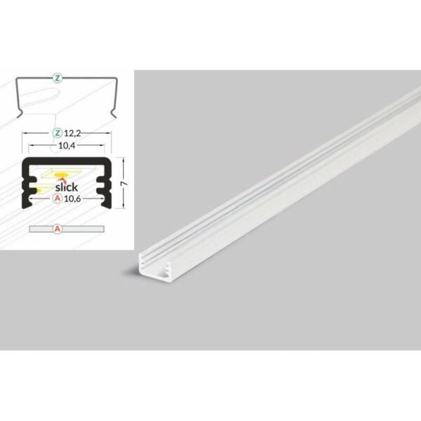 2 meter led aluleiste aufputz mini 8mm serie eco weiss lackiert