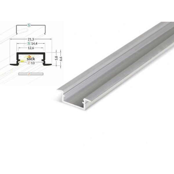 2 meter led aluleiste einbau flach rohaluminium 12mm serie eco