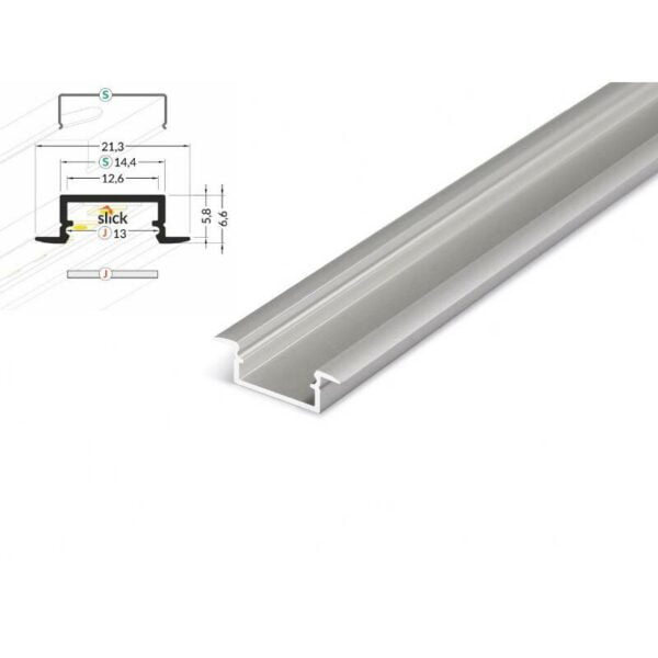 2 meter led aluleiste einbau flach silber 12mm serie eco