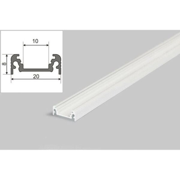 2 meter led aluprofil aufputz flach weiss lackiert ohne abdeckung serie m