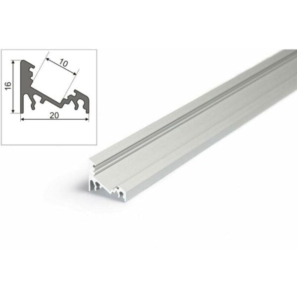 2 meter led aluprofil corner 30 grad natureloxiert ohne abdeckung serie m 1