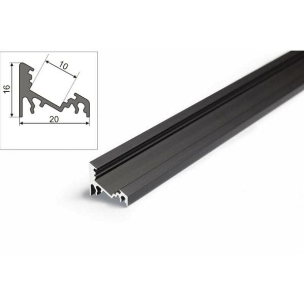 2 meter led aluprofil corner 30 grad schwarz eloxiert ohne abdeckung serie m