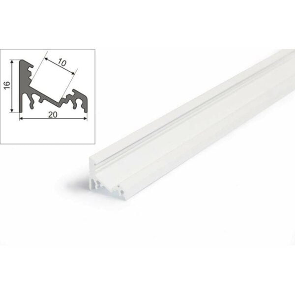 2 meter led aluprofil corner 30 grad weiss lackeriert ohne abdeckung serie m