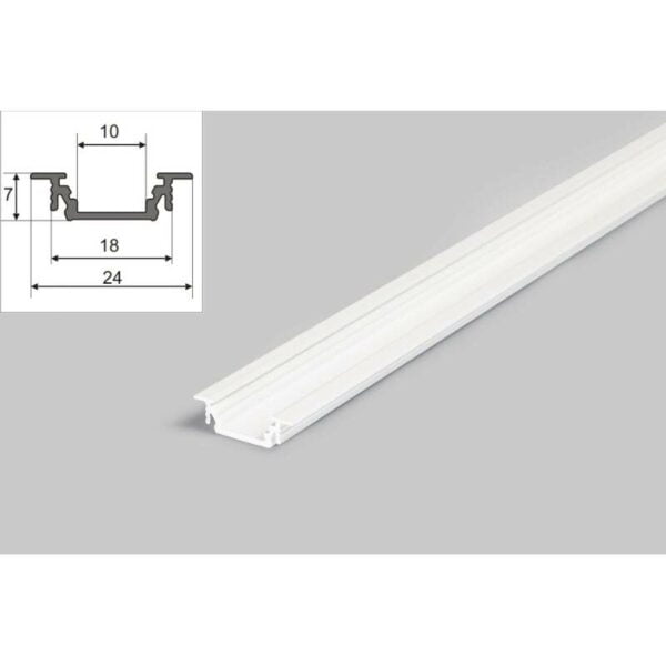 2 meter led aluprofil einbau flach weiss lackiert ohne abdeckung serie m