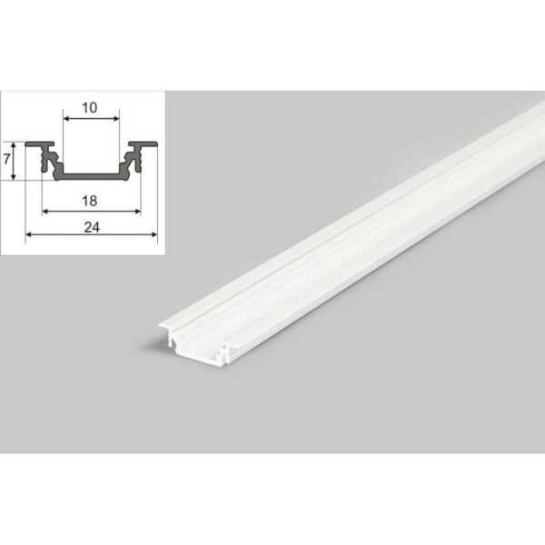 2 meter led aluprofil einbau flach weiss lackiert ohne abdeckung serie m 1