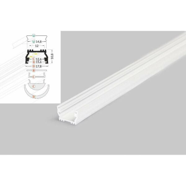 2 meter led aluprofil einputz flach schwarz eloxiert ohne abdeckung serie m 1