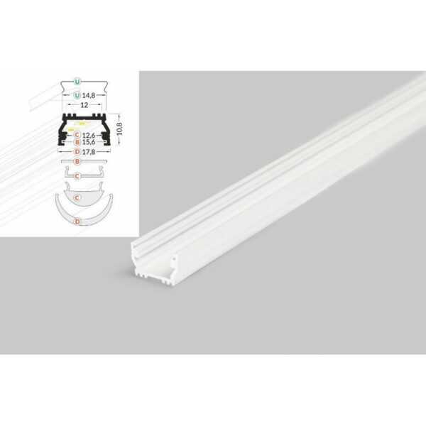 2 meter led aluprofil einputz flach schwarz eloxiert ohne abdeckung serie m 3