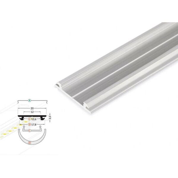 2 meter led biegeprofil flex rohaluminium ohne abdeckung serie m