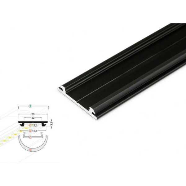 2 meter led biegeprofil flex schwarz eloxiert ohne abdeckung serie m