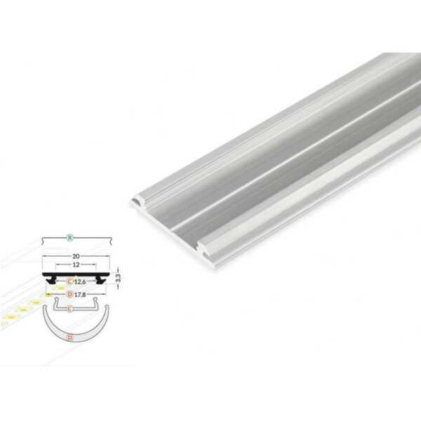 2 meter led biegeprofil flex silber natureloxiert ohne abdeckung serie m