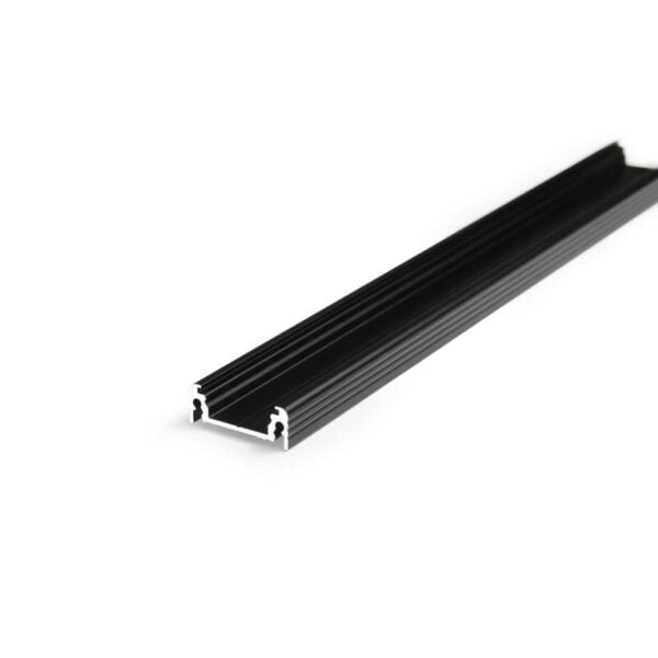 2 meter led profil aufputz flach schwarz eloxiert ohne abdeckung 14mm serie l