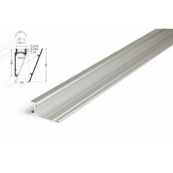 2 meter led profil wall 10mm wandmodul natureloxiert silber serie m