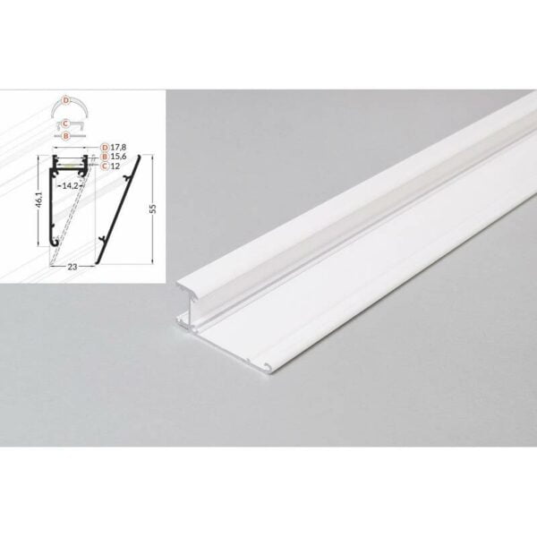 2 meter led profil wall 10mm wandmodul weiss lackiert serie m