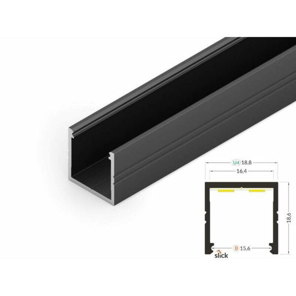 4 meter led alu profil aufputz 16mm serie eco schwarz