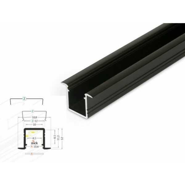 4 meter led alu profil einbau 10mm serie eco schwarz