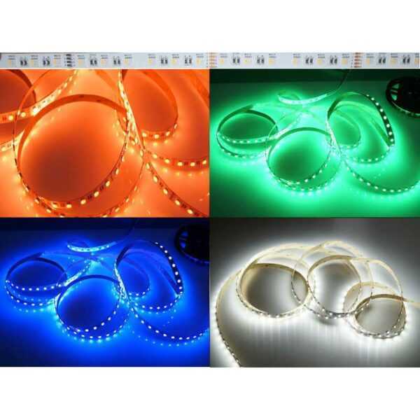 5 meter led strip 24v 5050 rgbw kaltweiss 4 1 chip 20w 60 leds m ip63