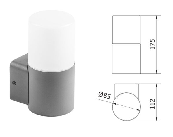 Wandleuchte Corta IP44 Grau E27 230Volt